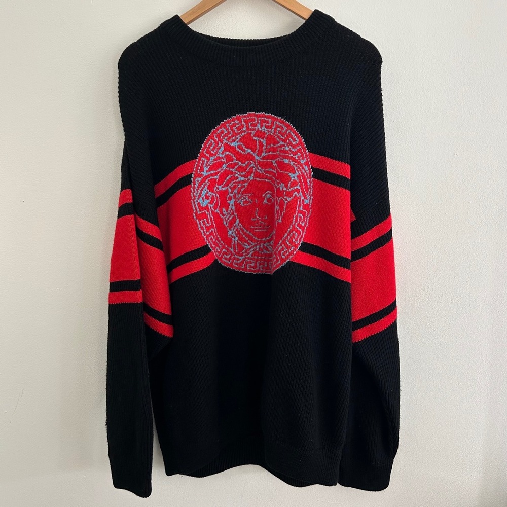 Versace Black Wool Medusa Sweater Mainline Runway Piece Versace Knit Sweater